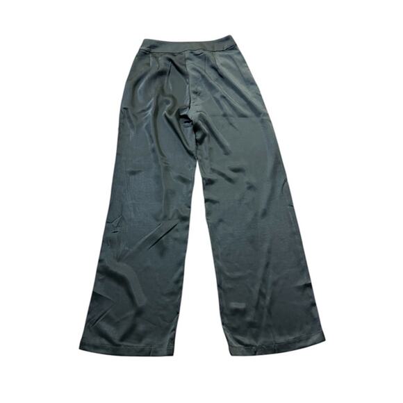 Line and dot Wide-Leg Gray Satin like Dress Pants High Waist & Pleats S - Picture 2 of 12